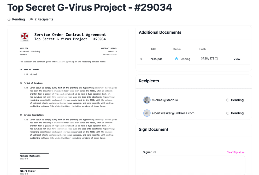 Consolidate contract signatures